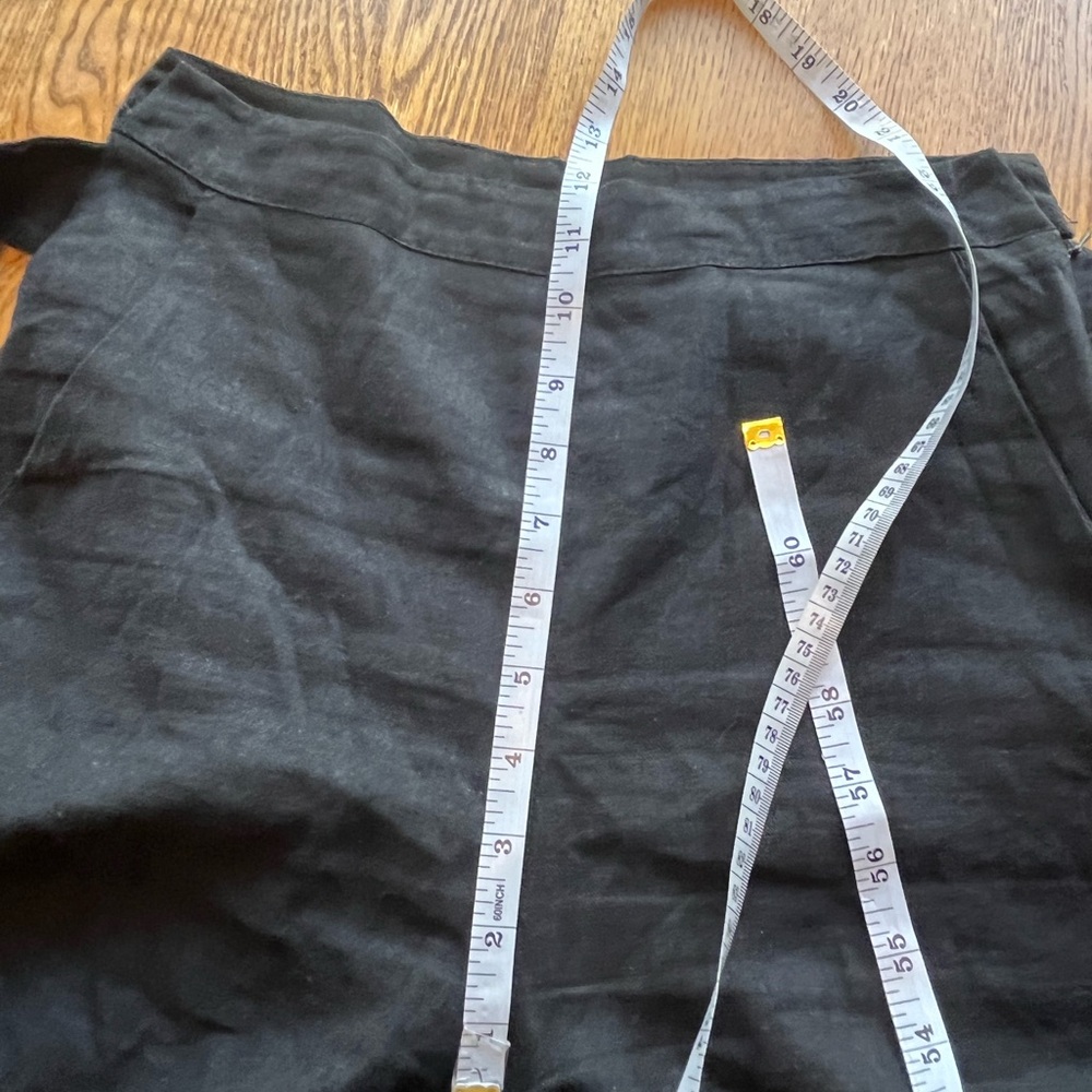 DONNI Black Linen Blend High Waist Sash Crop Pants S - Picture 7 of 11